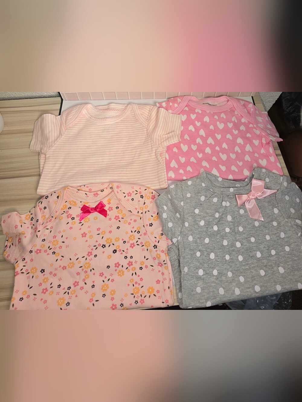 Pink & Gray Baby Girls' Short-Sleeve Pajama Tops - Pack of 4